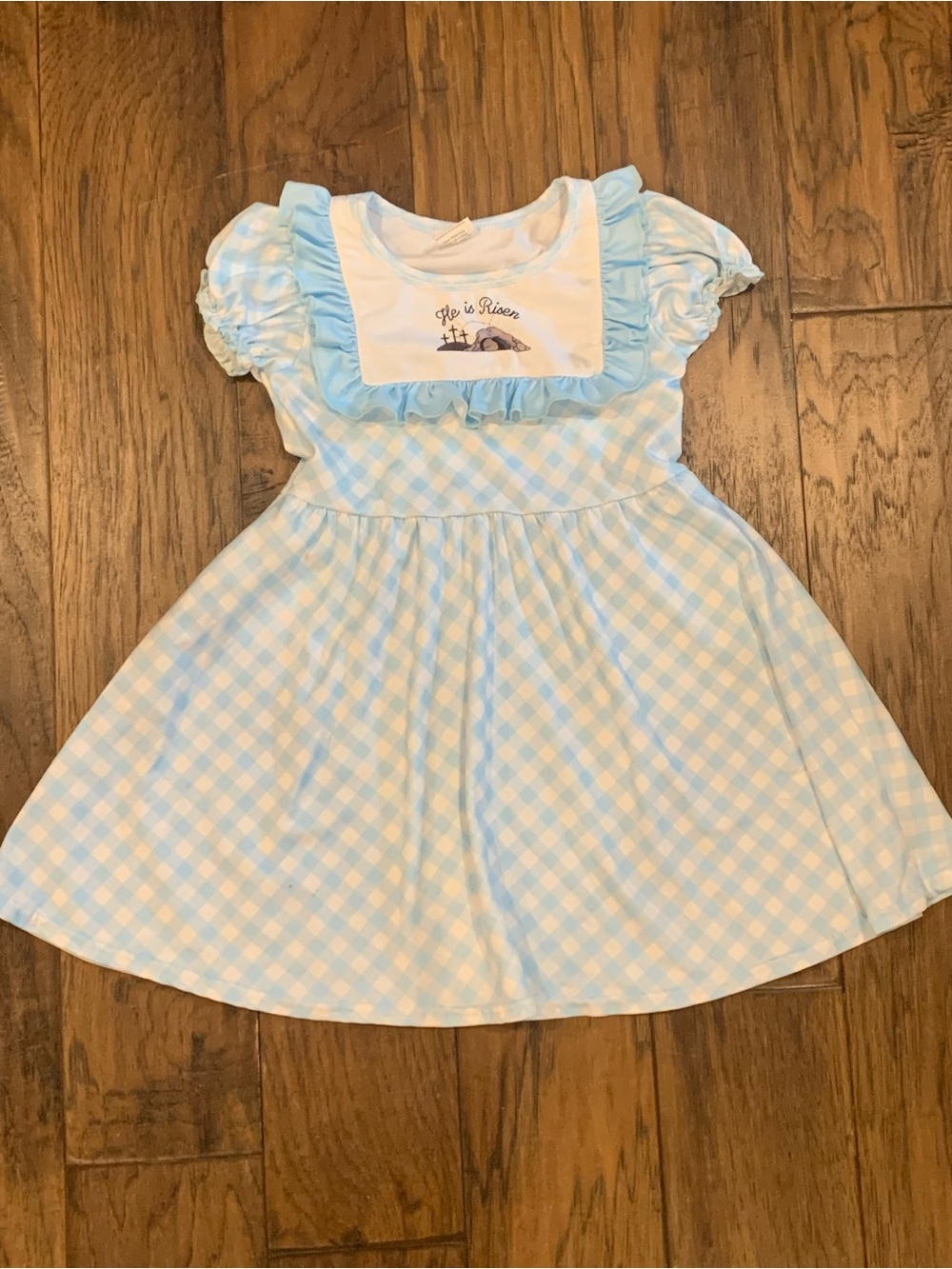 SHEIN Light Blue Gingham Ruffle Dress